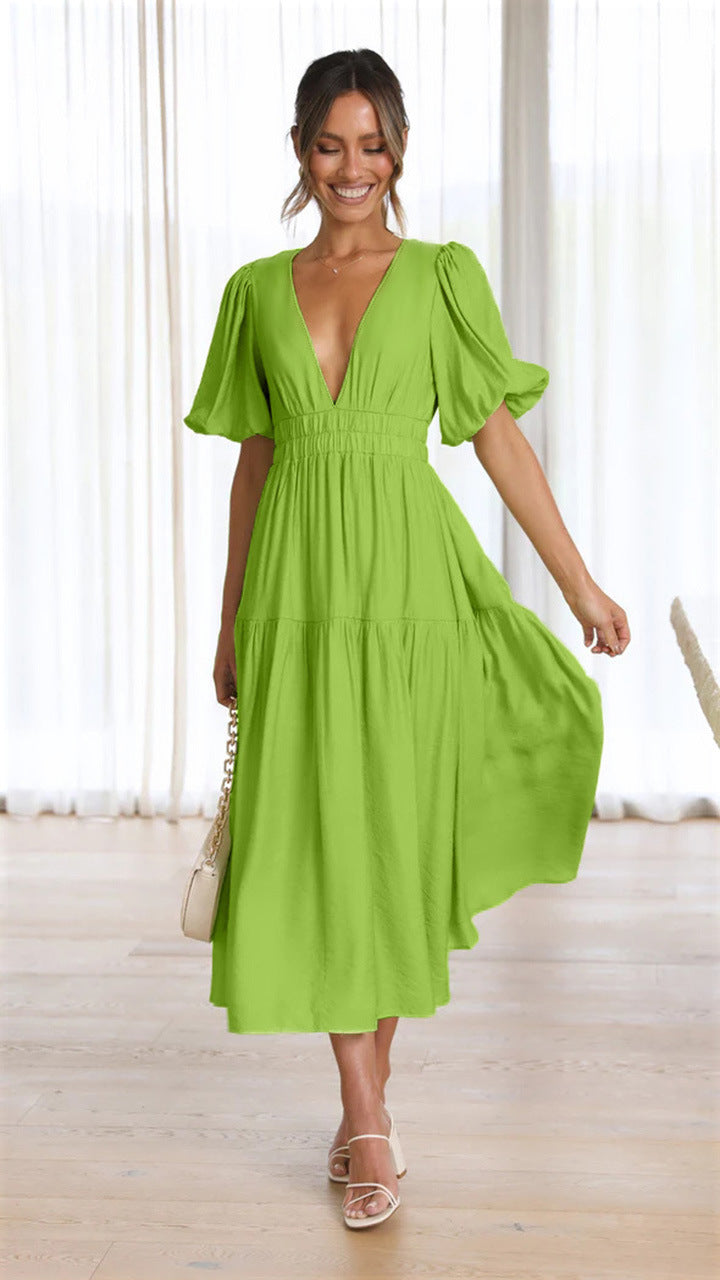Women Casual Trendy Summer V Neck Dress 33