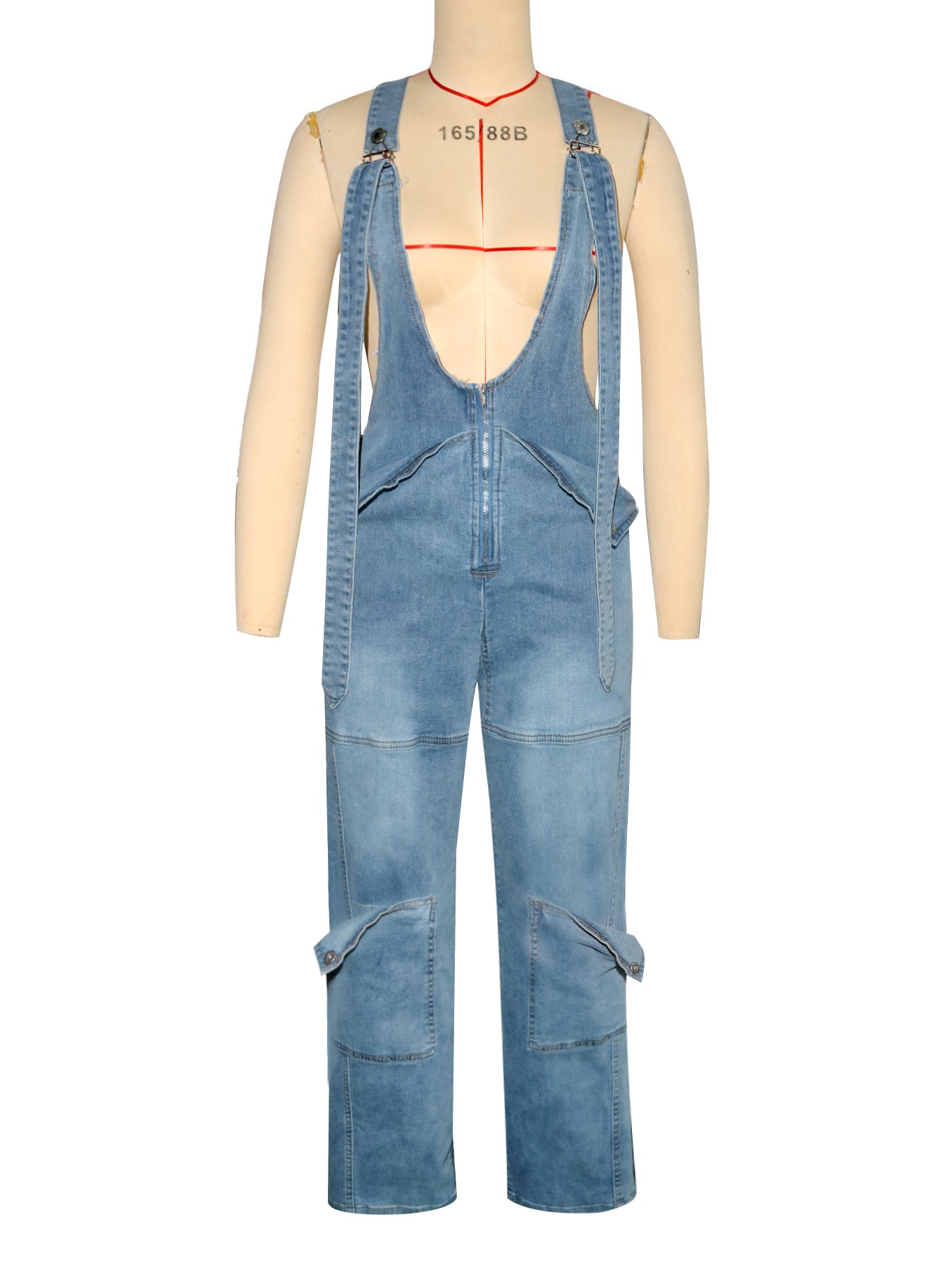 Women's Loose High-Waist Wide-Leg Denim Overalls Jumpsuit 9