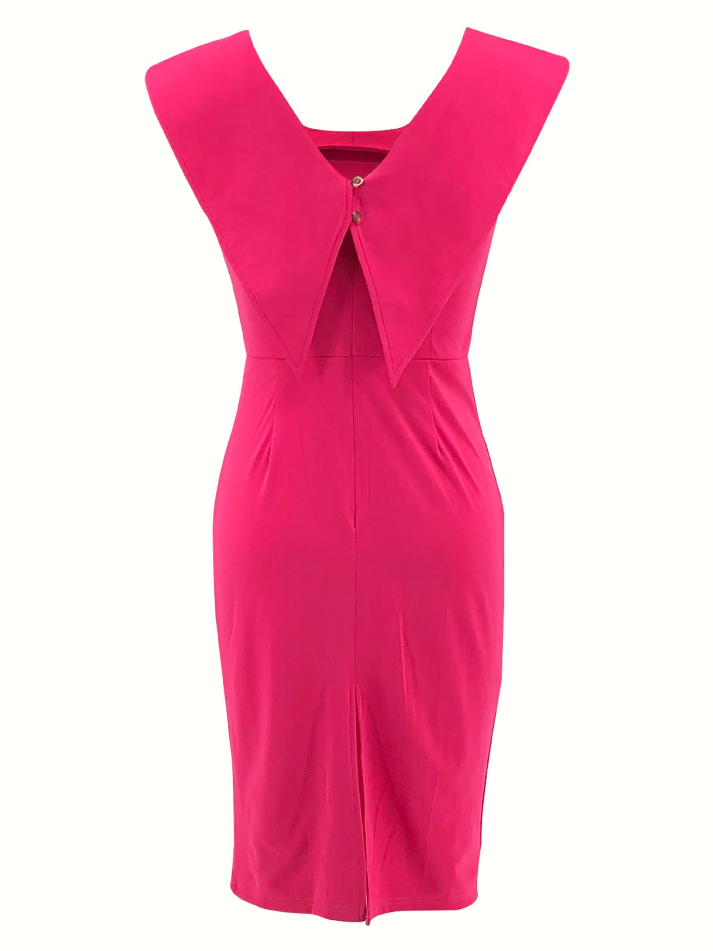 Women's Office Dress Sleeveless Square Neck Back Zipper Slit Dress 23