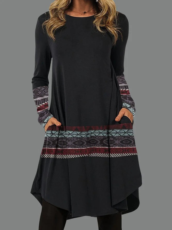 Autumn pocket loose irregular women's long-sleeved dress 31