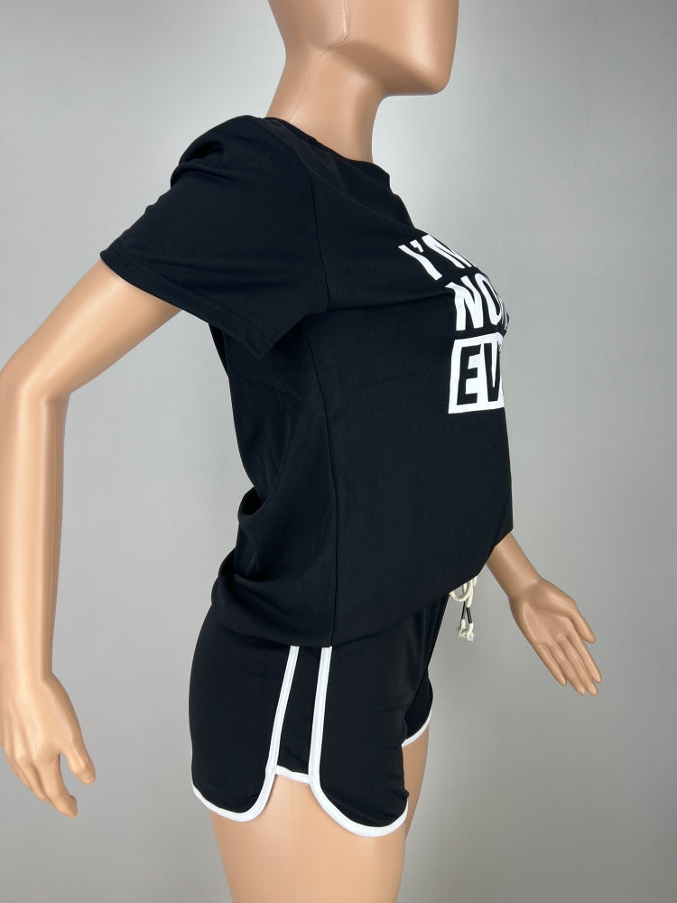 Women'S Contrasting Color English Letter Print Tracksuit Sports Two-Piece Shorts Set 13