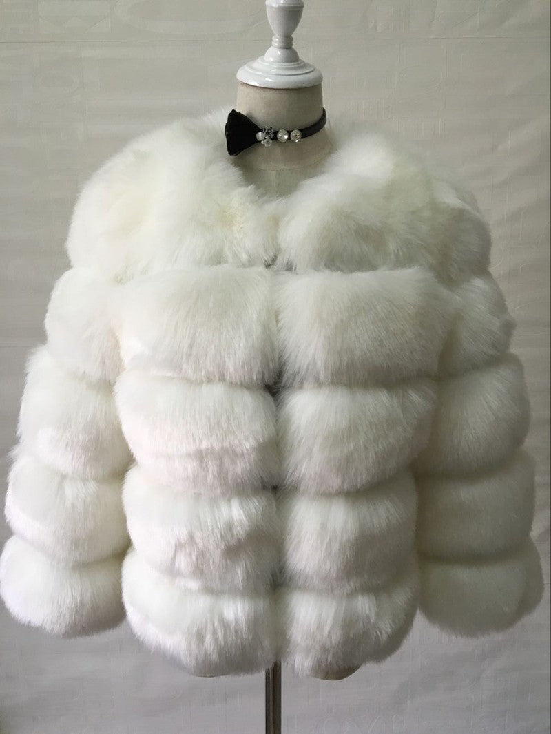Women's Cropped Long Sleeve Fur Faux Fur Coat 3