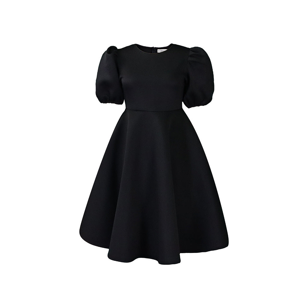 Women Round Neck Puff Sleeve Dress 16