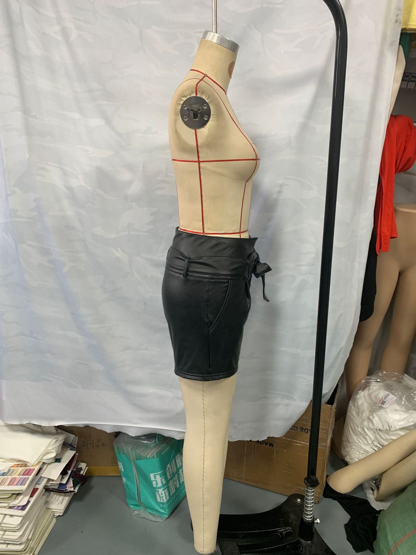 Women street style sexy PU-leather lace-up shorts 4