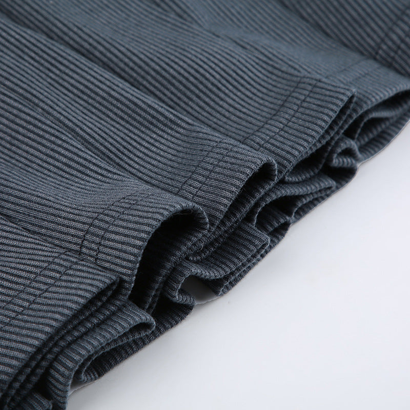 Embroidered Letter Half Turtleneck Crop Zipper Top + High Waist Pleated Skirt Casual Sports Two Piece Set For Women 19