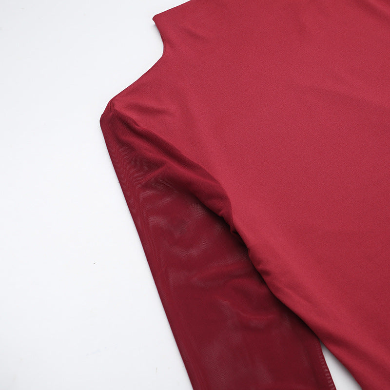 Women sexy mesh patchwork bodycon dress 12