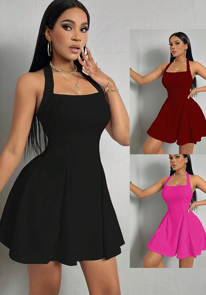 Women Sexy Halter Neck Backless Dress