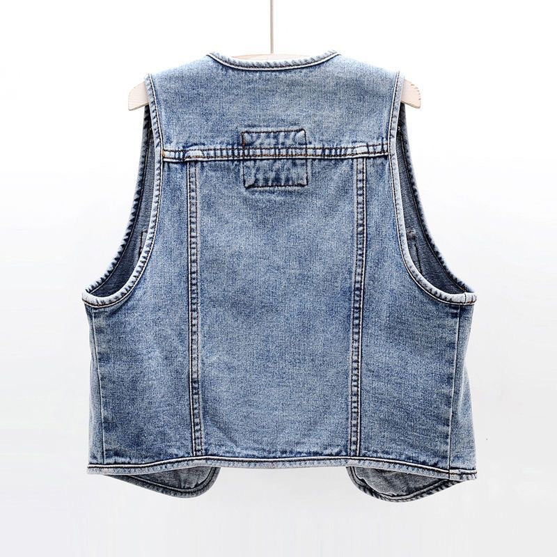 Pocket Buttons Washed Denim Women's Top 8