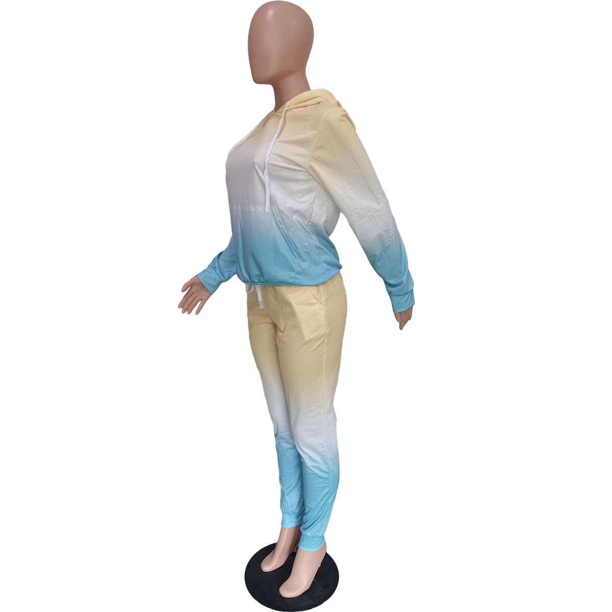 Women Casual Gradient Print Hoodies and Pant Two Piece 15