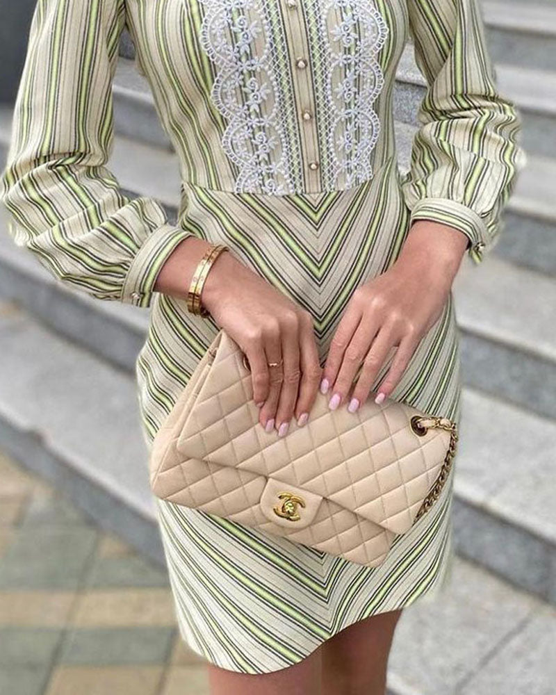 Career Women's Striped Lace Dress 4