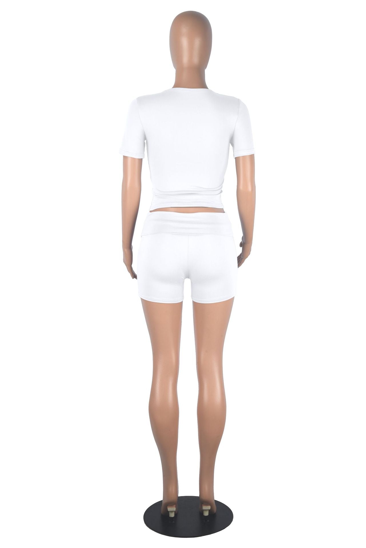 Women short-sleeved round neck top and shorts two-piece set 14