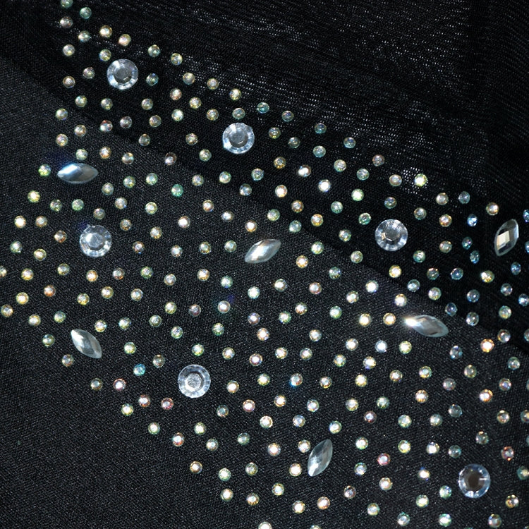 Winter Sexy Black Beaded Mesh Patch Sleeveless Evening Dress 6