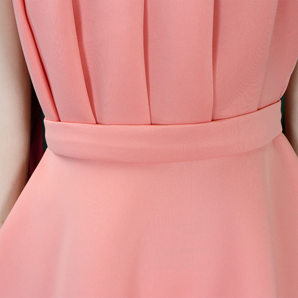 Plus Size Women Solid Sexy Pleated Formal Party Dress 52