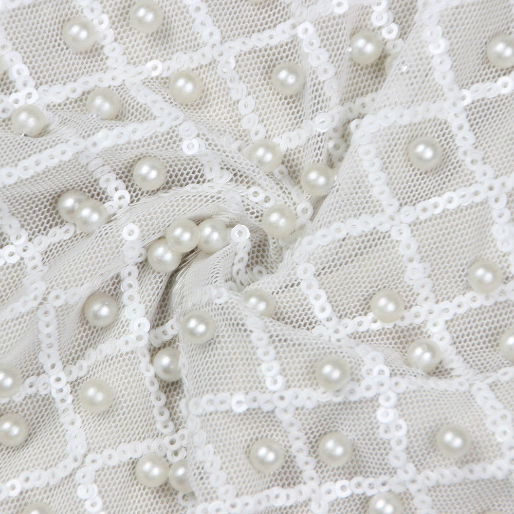 Women Sexy Strapless Beaded Dress 8