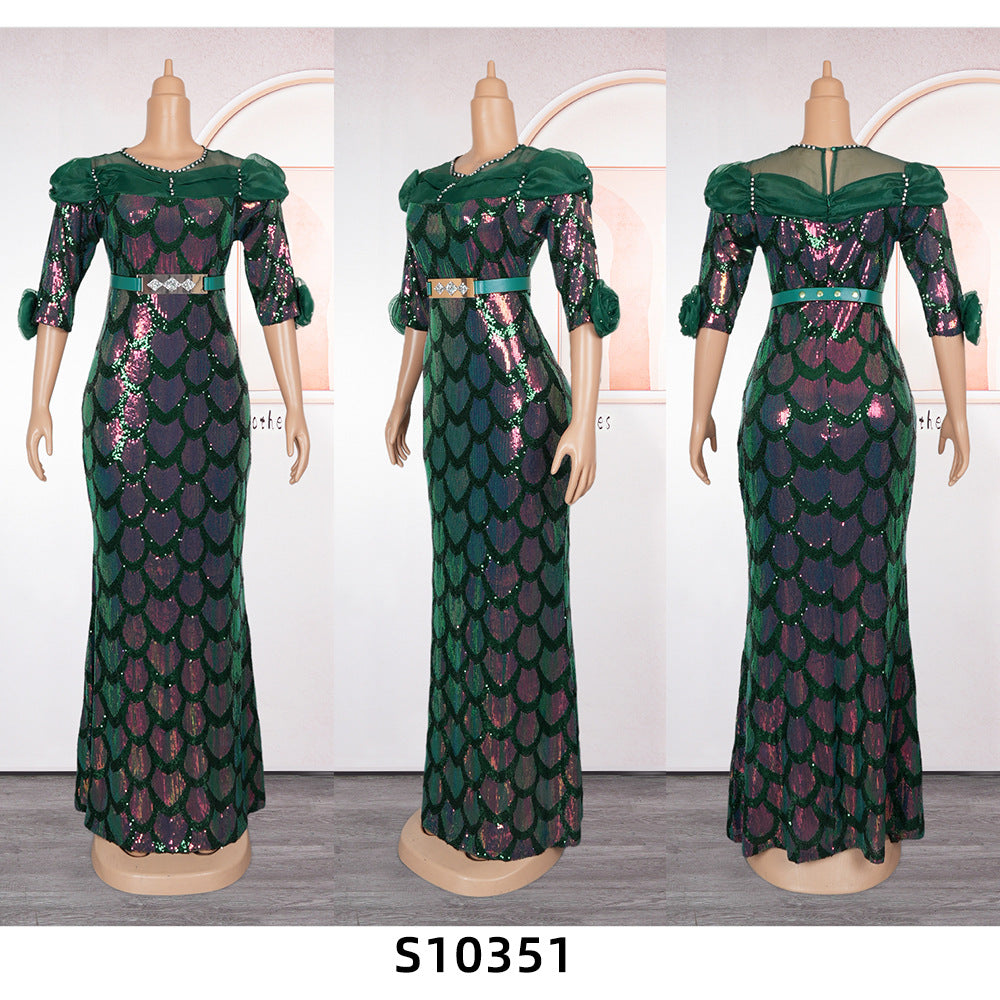 Plus Size Women Sequin Party Fishtail Dress 11