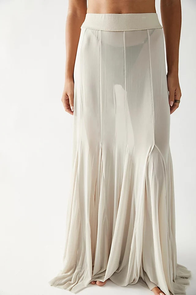 Irregular See-Through Mesh Sexy High-Waisted Long Skirt 8