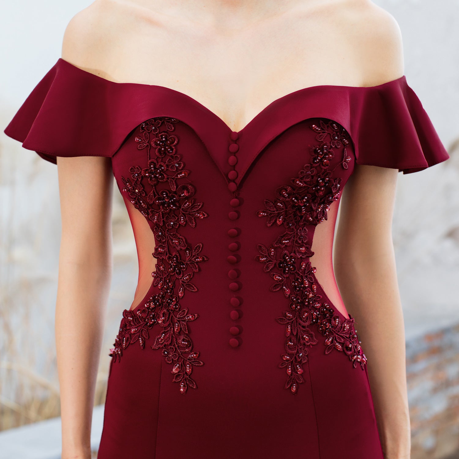 Women Red Off Shoulder Fishtail Evening Dress 18