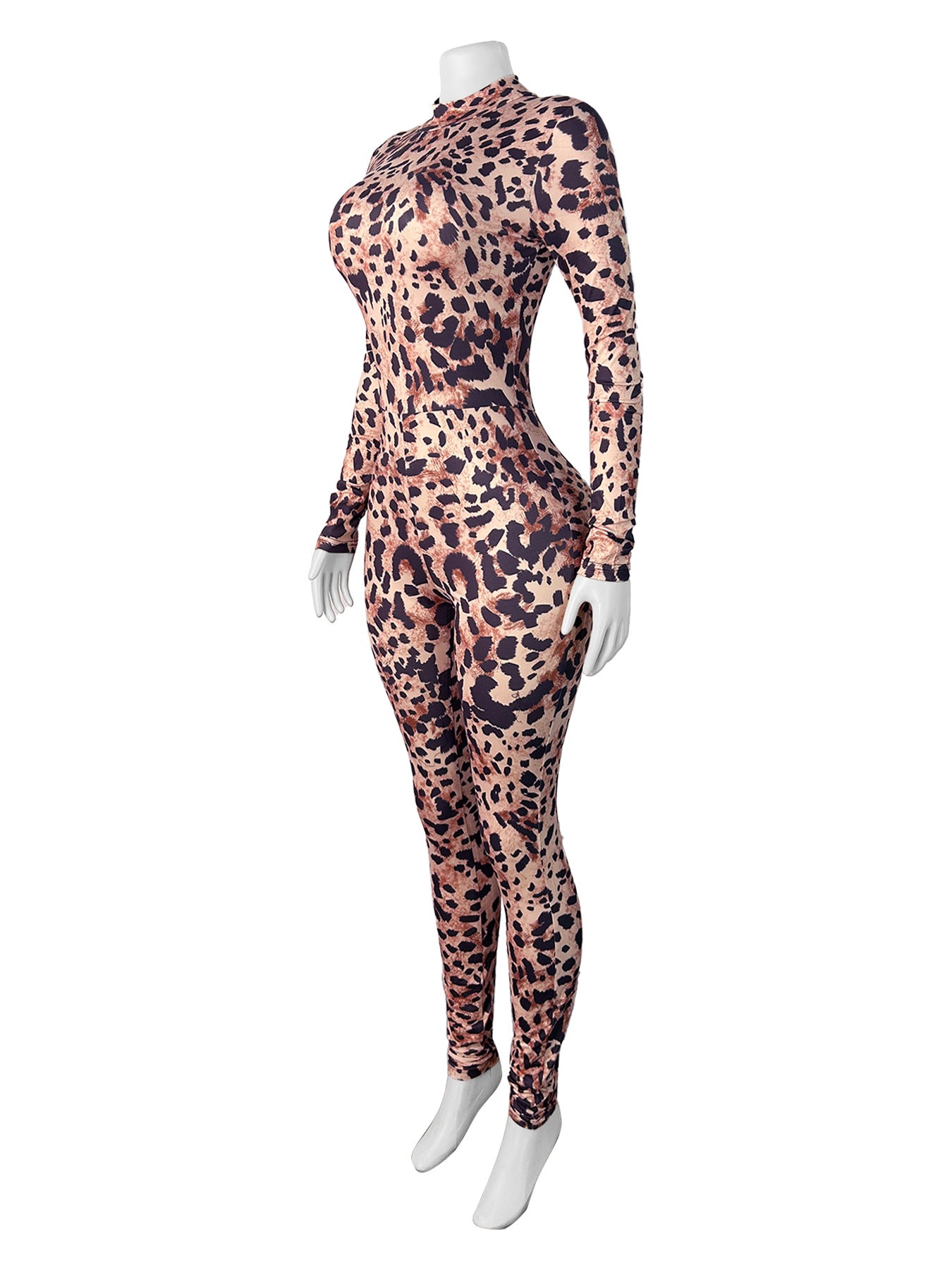 Women Leopard Zipper Print Jumpsuit 9
