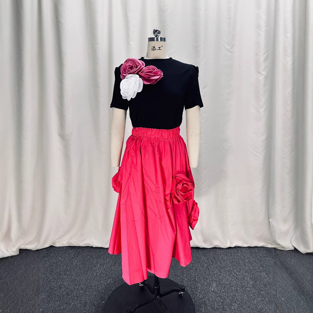 Women African Flower Rose Skirt 4