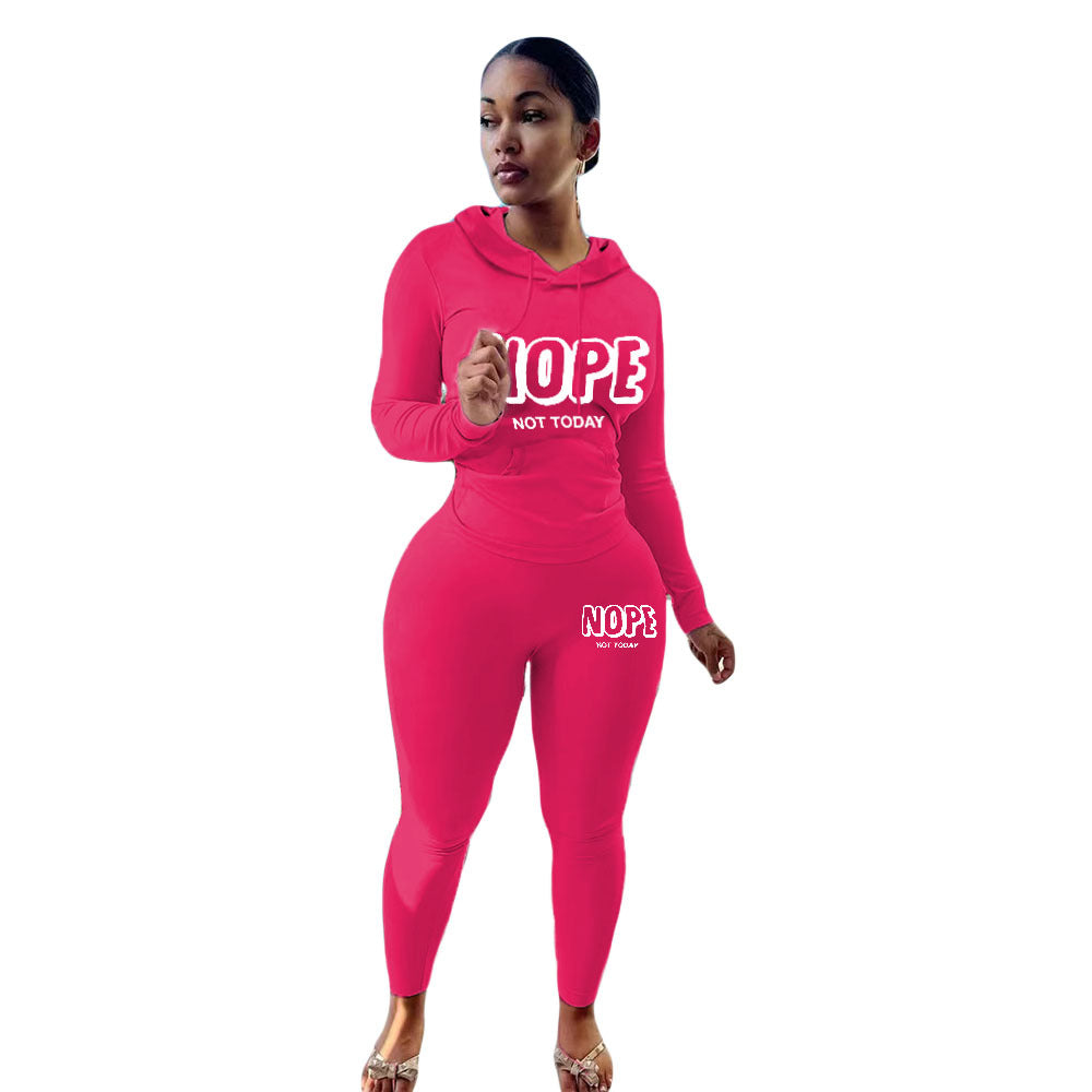 Plus Size Women's Sexy Fashion Printed Sports Two-Piece Pants Set 15