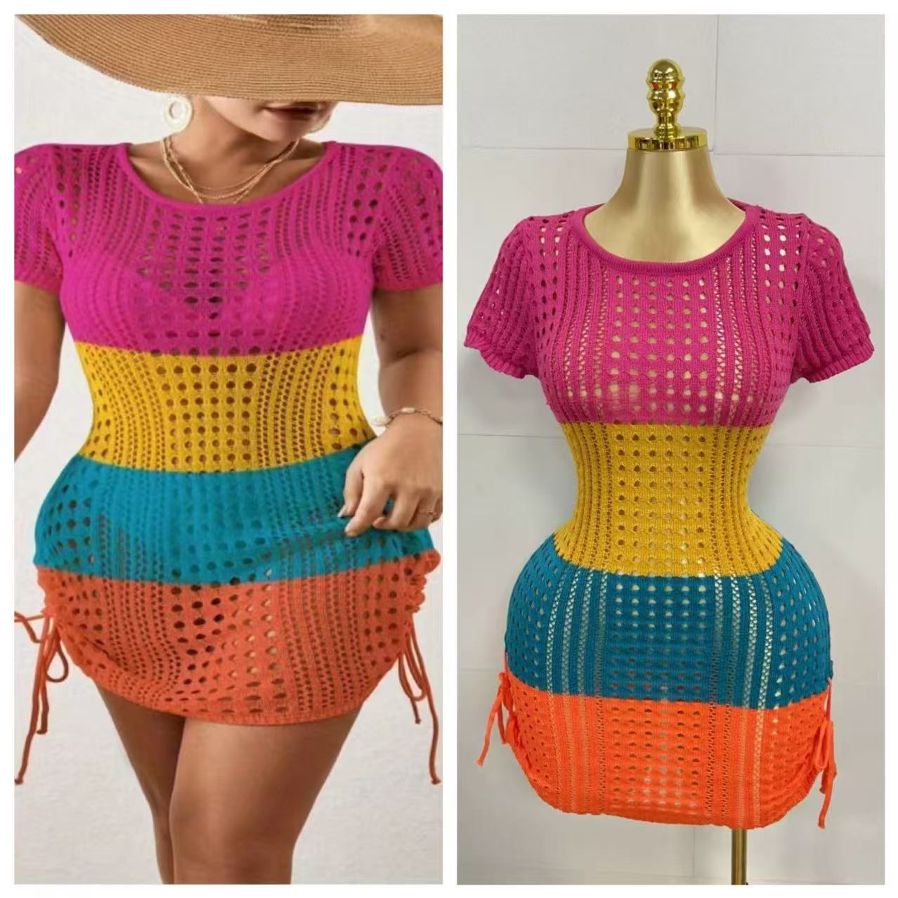 Women Beach Pullover Hollow Knitting Sexy Dress