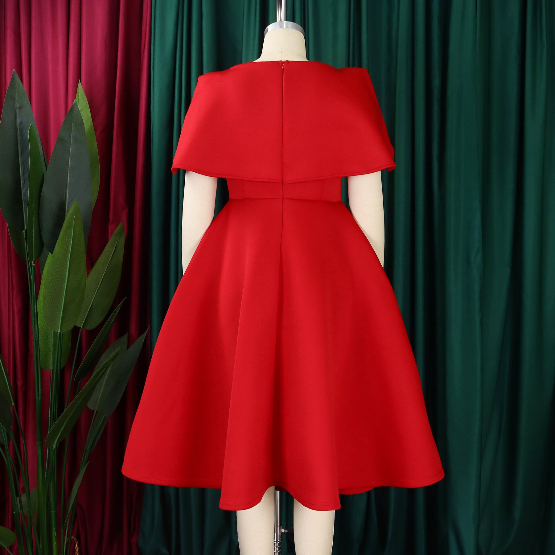 Women Short Sleeve Cape Dress 18