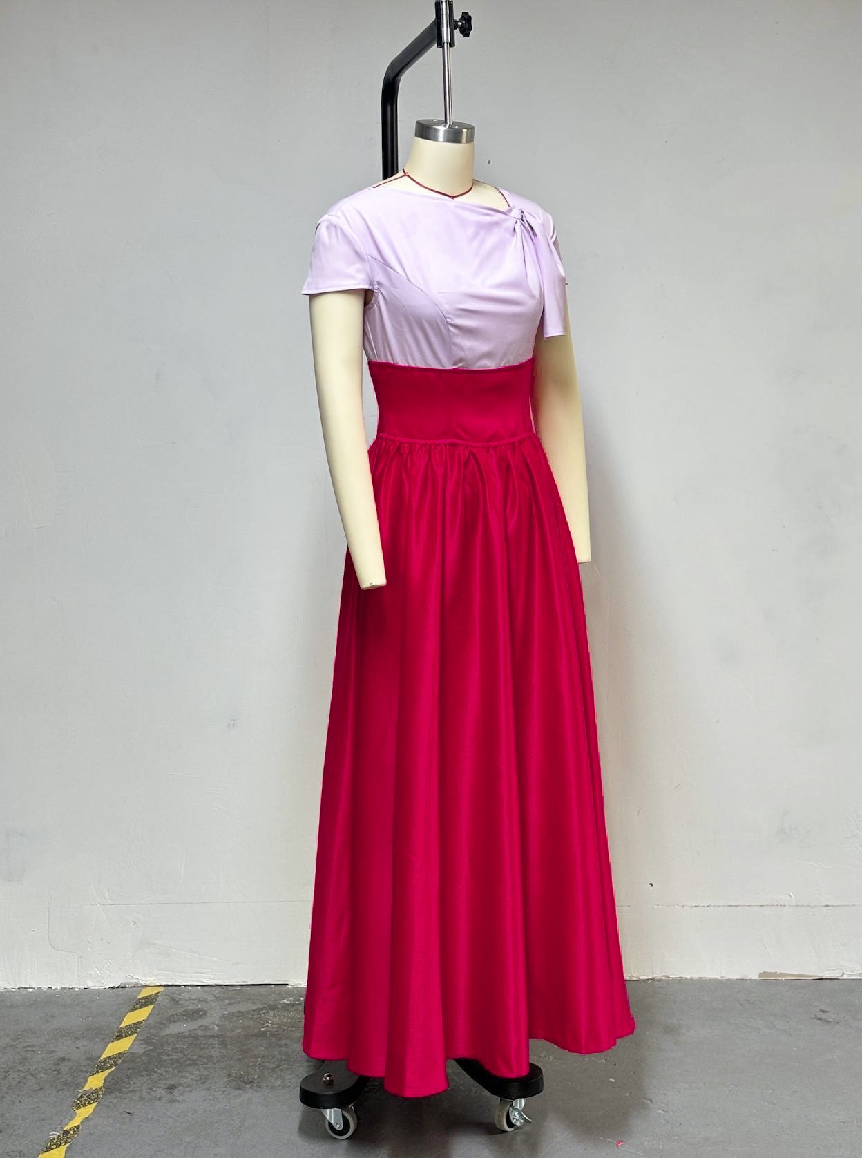 Women's Summer Fashion Chic Contrast High Waist Slim Long Dress 8