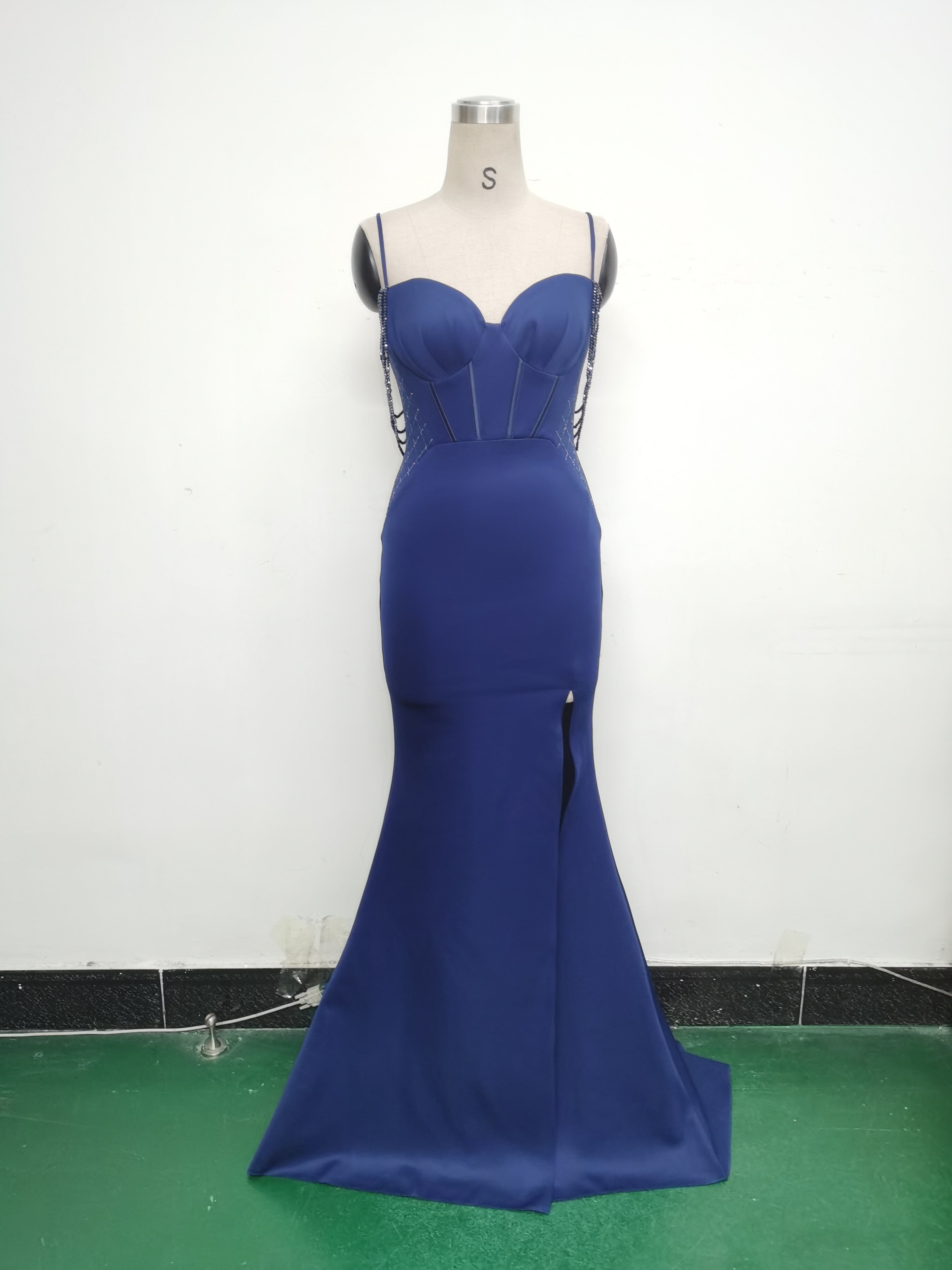 Women Fishbone Lace Sequin Wedding Fishtail Evening Dress 40