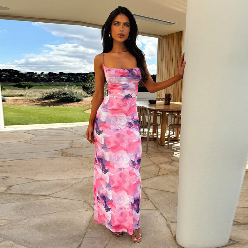 Women summer printed hooded Strap Bodycon Dress 4