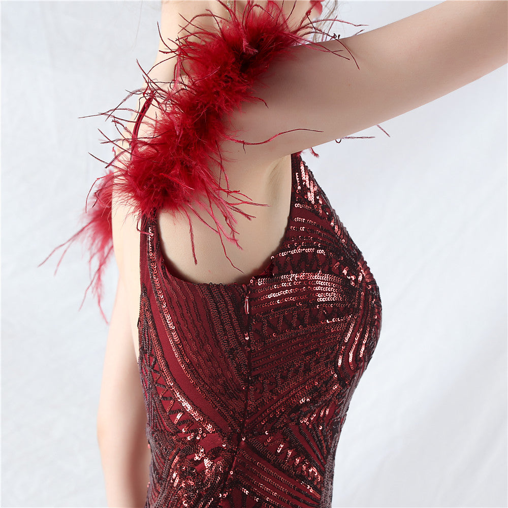 Plus size Women sequined formal party maxi evening dress 69