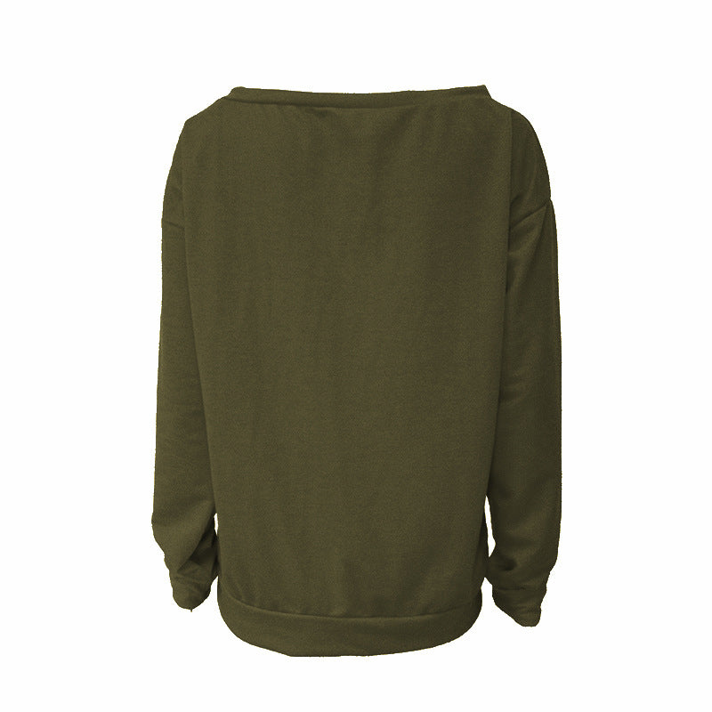 Love Letter Printed Long Sleeve T-Shirt Sexy Off-Shoulder Women's Top 24