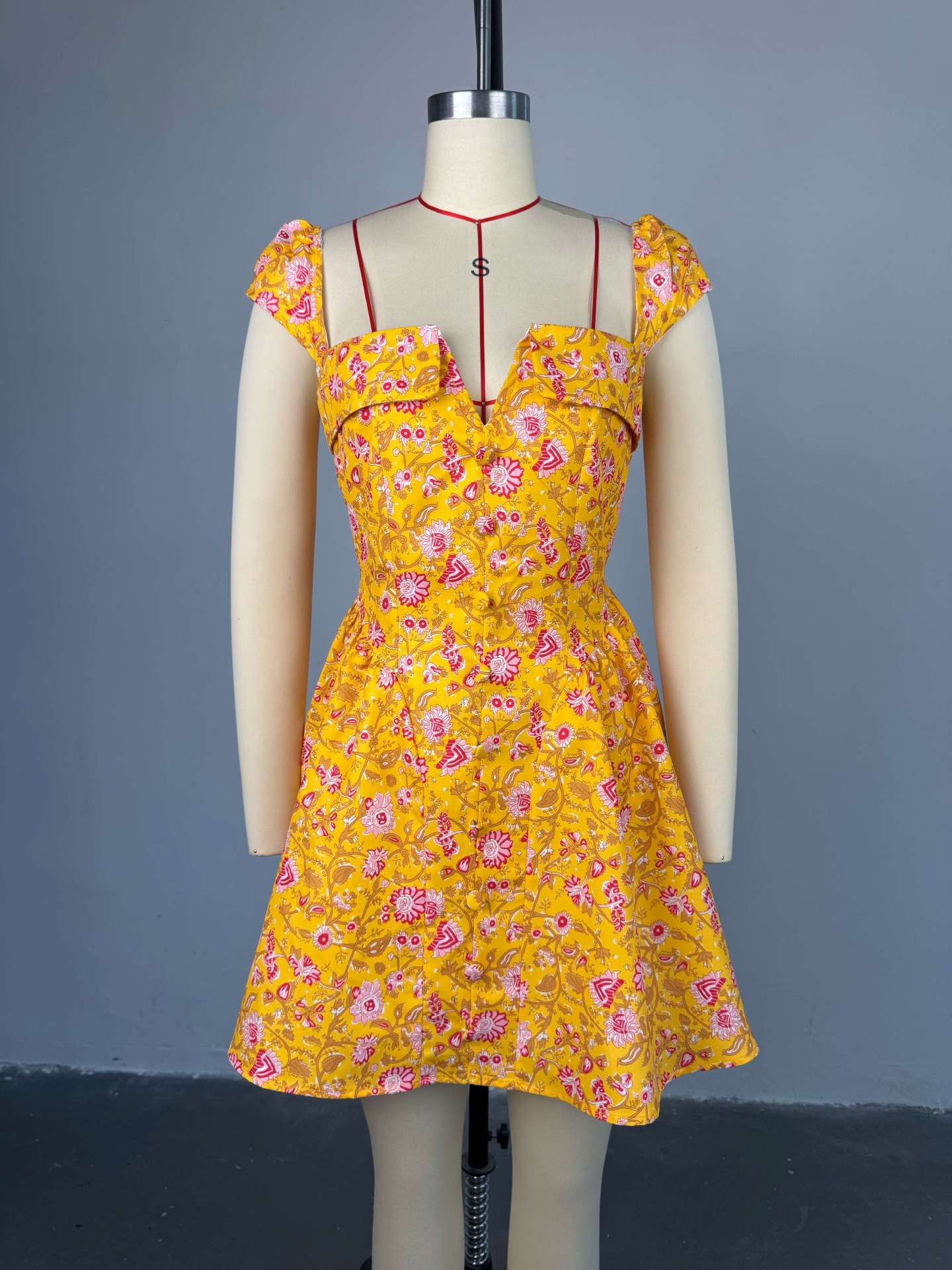 Women Summer Square Neck Printed Irregular Mini Dress 19