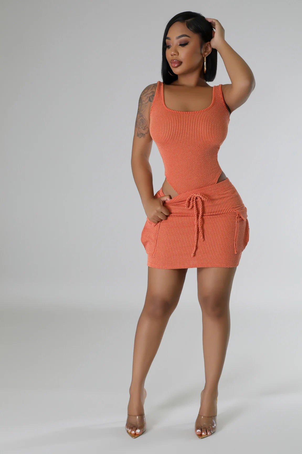 Women Casual Jacquard Bikini + Mini Skirt two-piece set