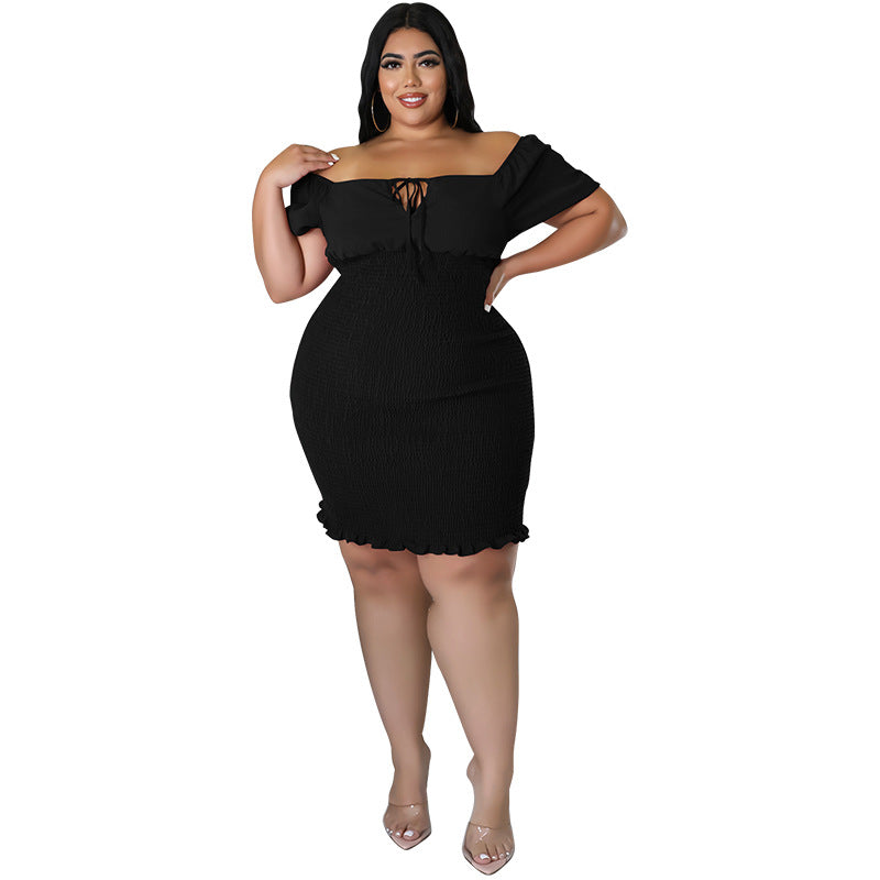 Plus Size Women's Summer Off Shoulder Bodycon Dress 14