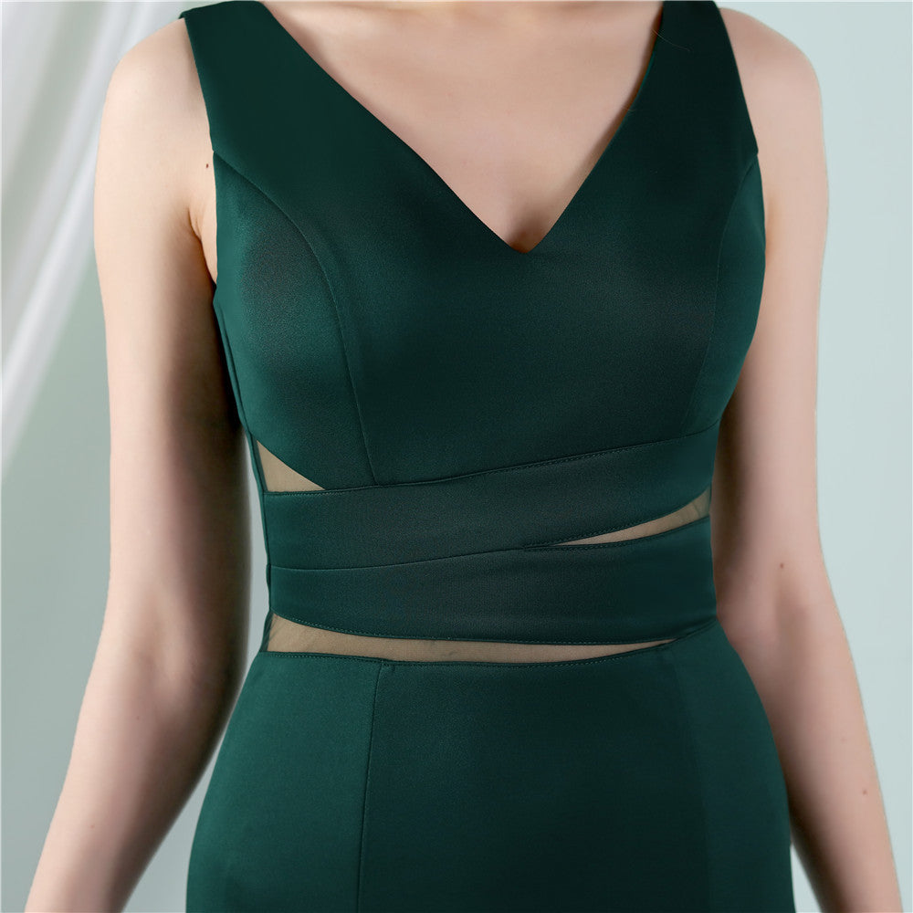 Summer Formal Sleeveless Slit Mermaid v-Neck Evening Dress 29