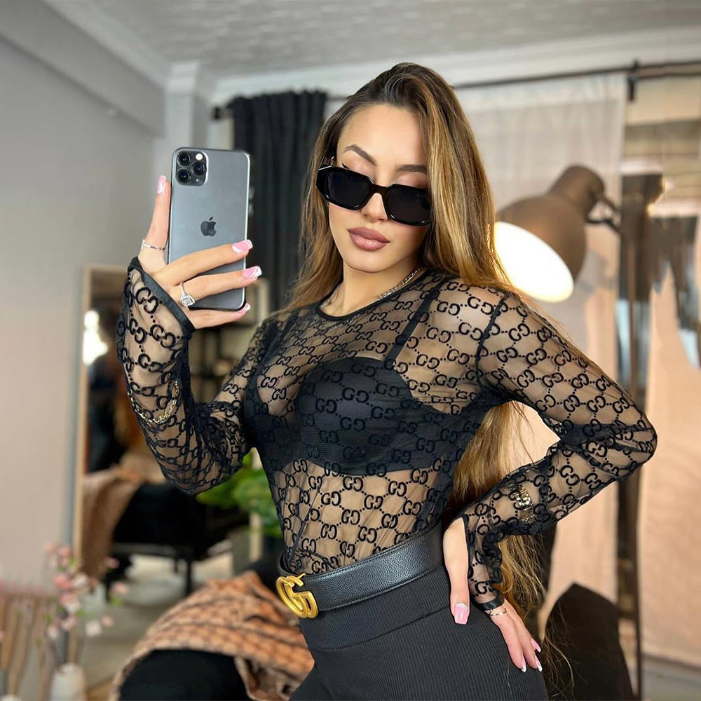 Women's Sexy See Through Long Sleeve Dress 3