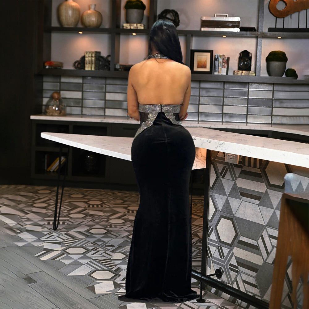 Sexy Halter Neck Low Back Fashion Sleeveless Slim Long Party Evening Dress 5