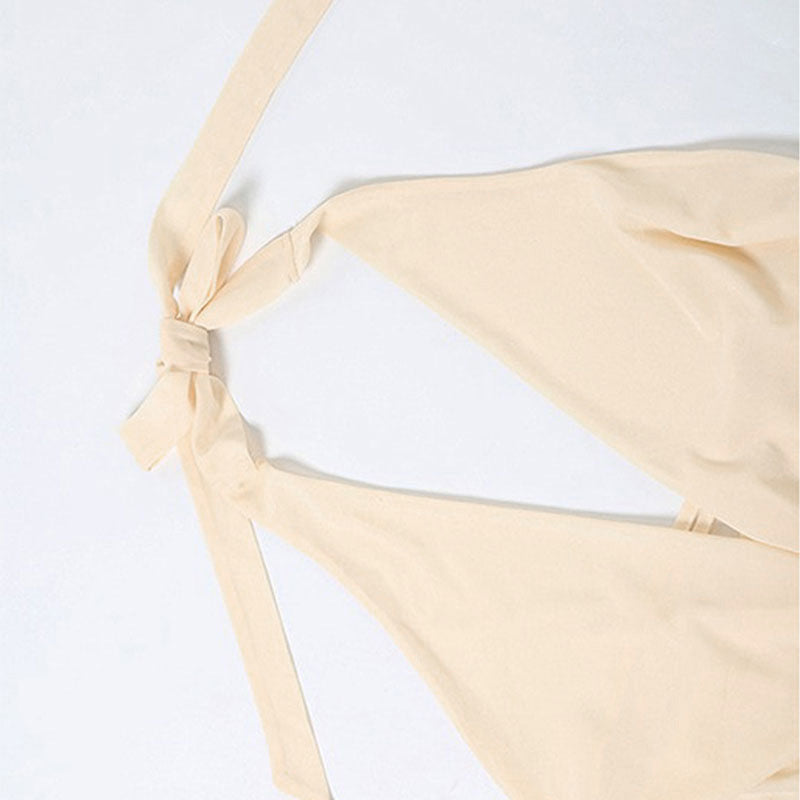 Asymmetrical Halter V-Neck Low Back Dress 16