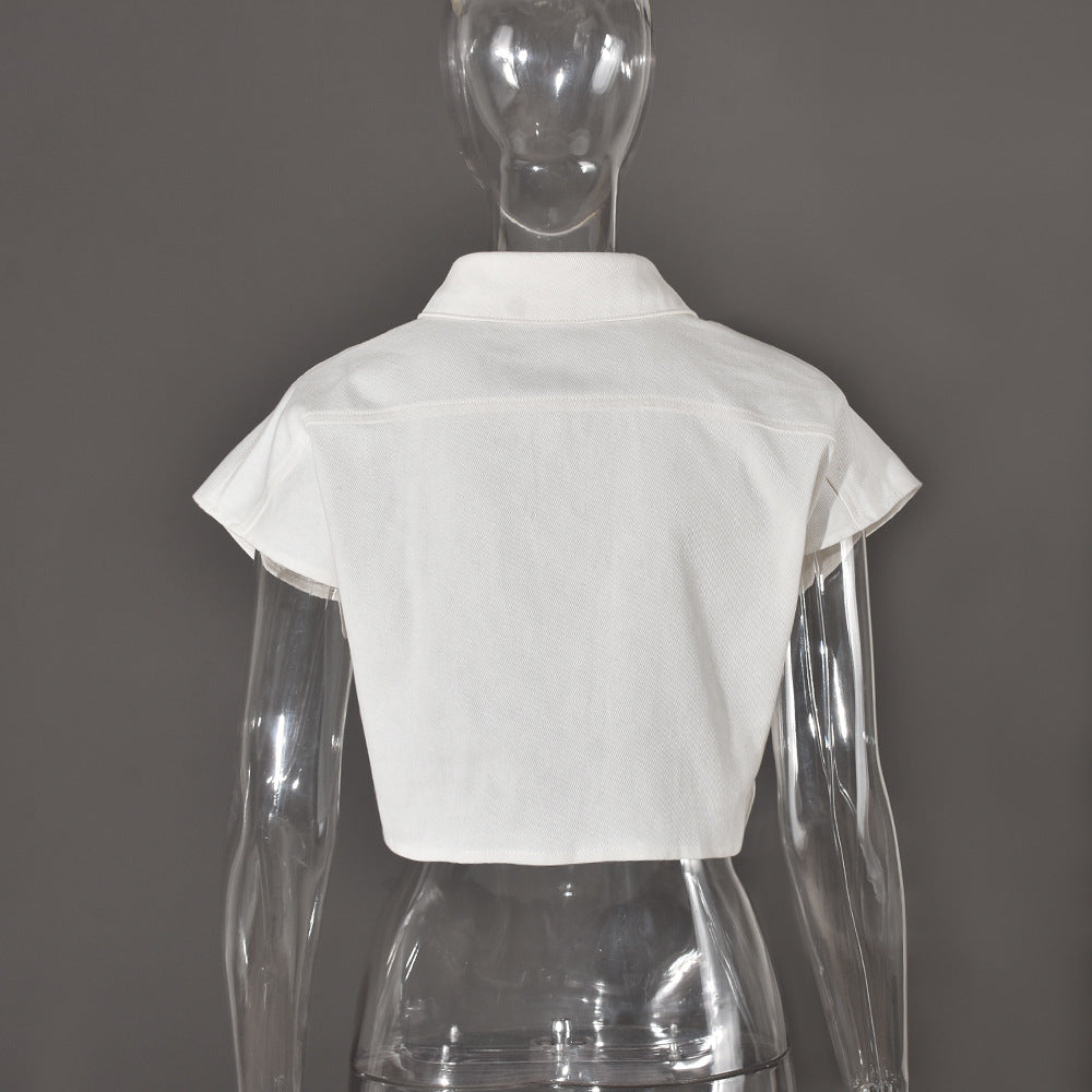 Women pocket shirt collar jacket 9