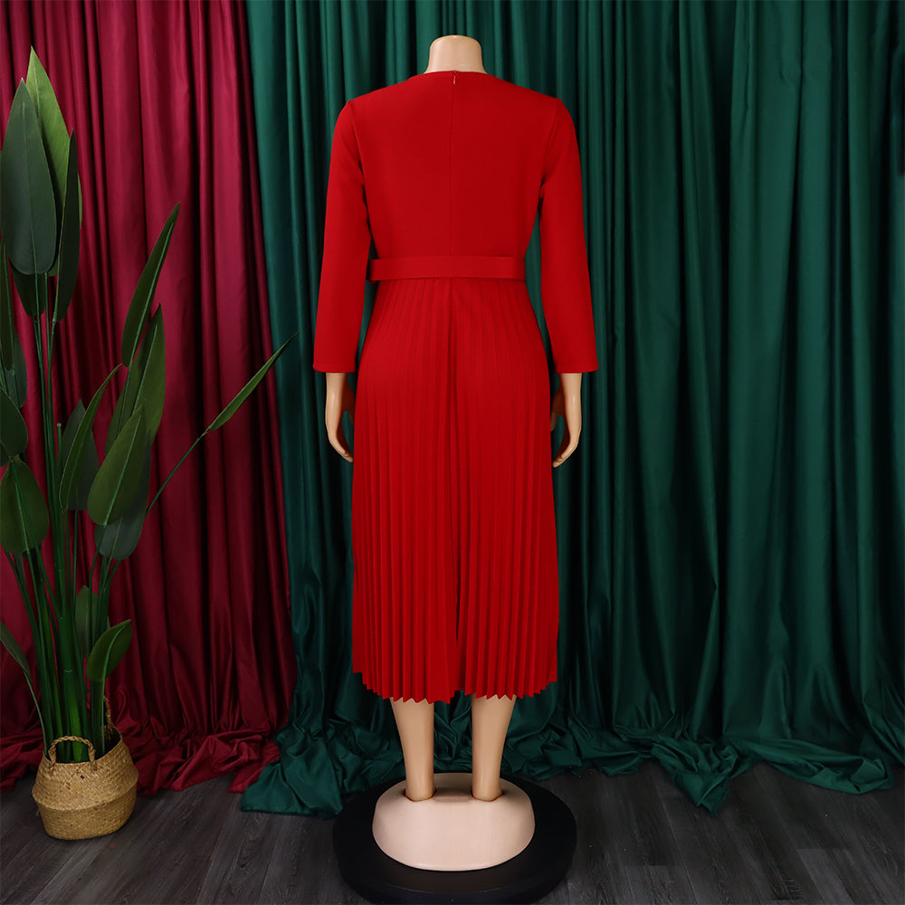 Women's Fashion Chic Elegant Pleated Elegant Solid Color Plus Size Dress 17