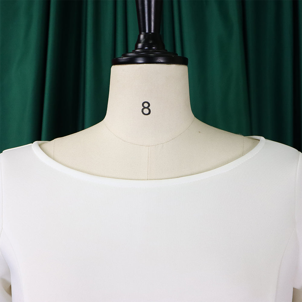 Women's Summer Solid Color Swing Dress Chic Evening Dress 34