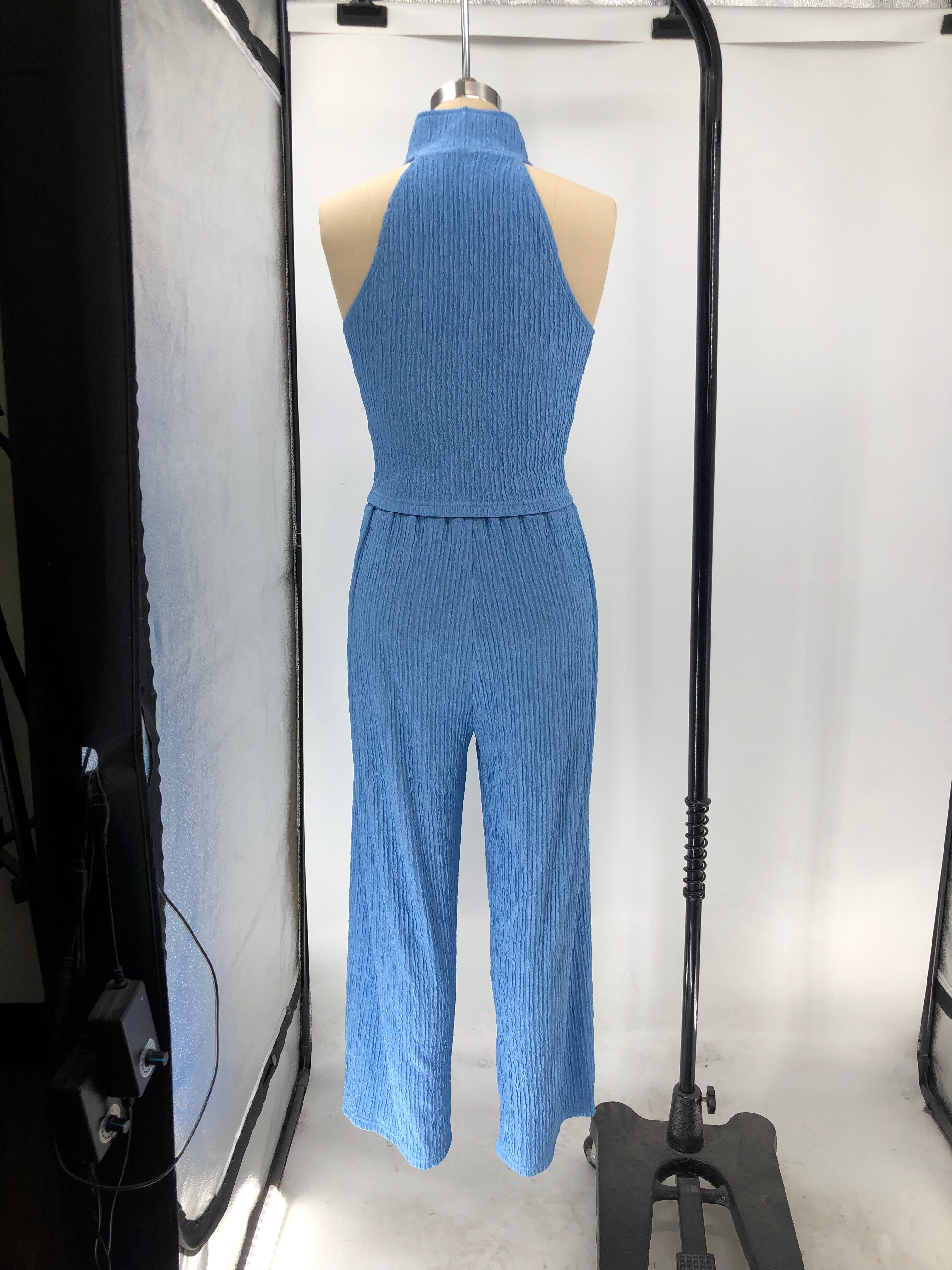 Summer Women’s Sleeveless Pleated Top and Casual Pants Set 13