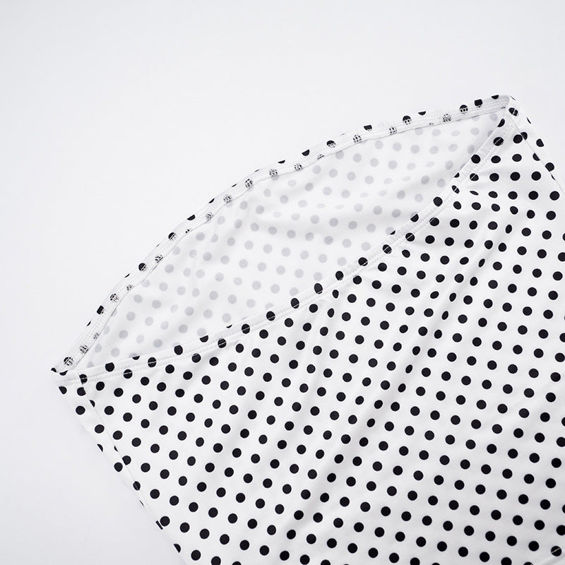 Women's Sexy Color Block Polka Dot Long Sleeve Cape Shorts Vest Three-Piece Set 15