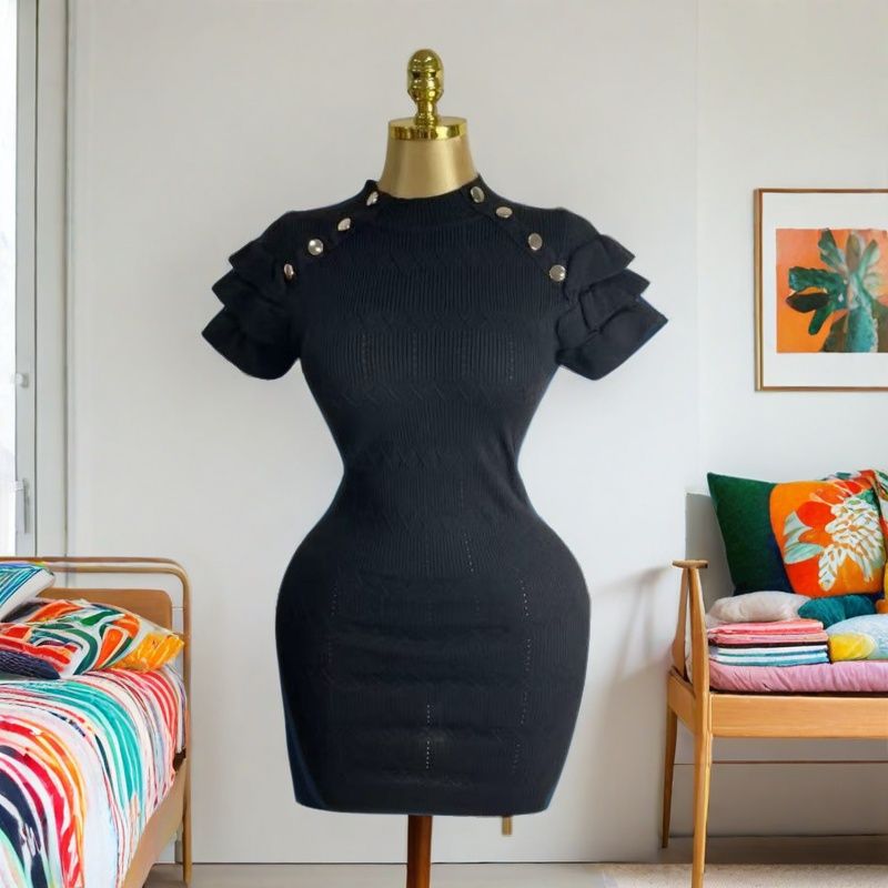 Women summer sexy round neck short sleeve dress 5