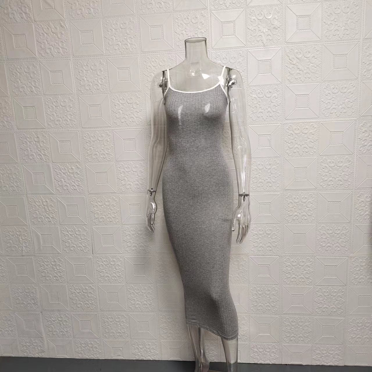 Summer Women Contrast Color Suspender Sexy Backless Bodycon Dress 18