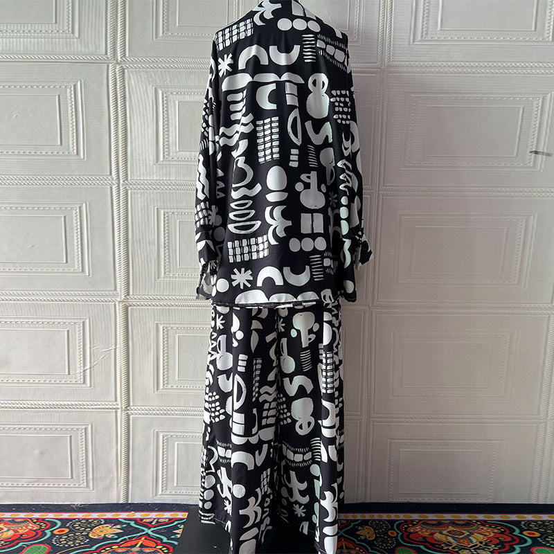 Summer Elegant Sexy Printed Top + Wide-Leg Pants Two-Piece Set 8