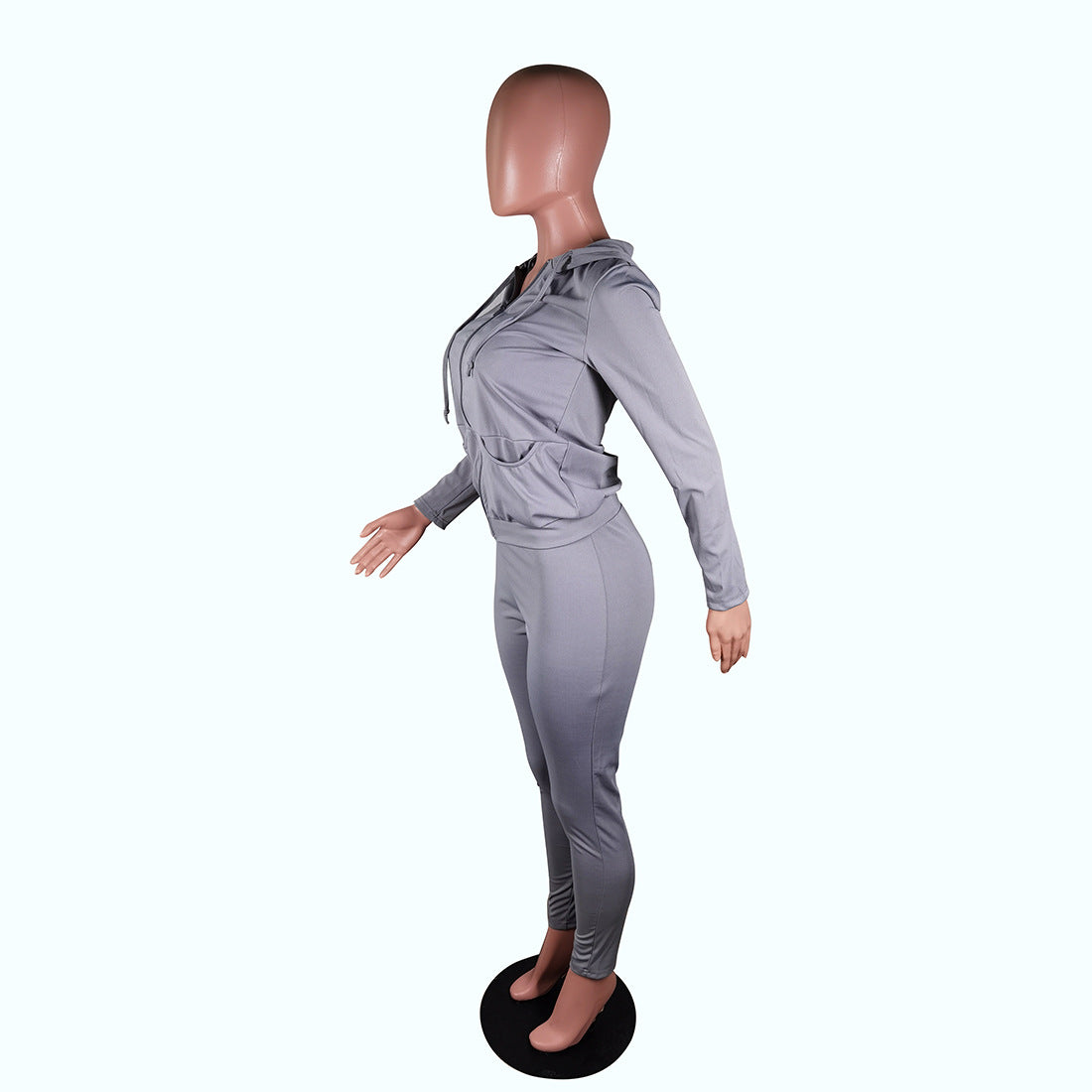 Women's Autumn Style Hat Pocket Zipper Fashion Casual Sport Two Piece Set 44