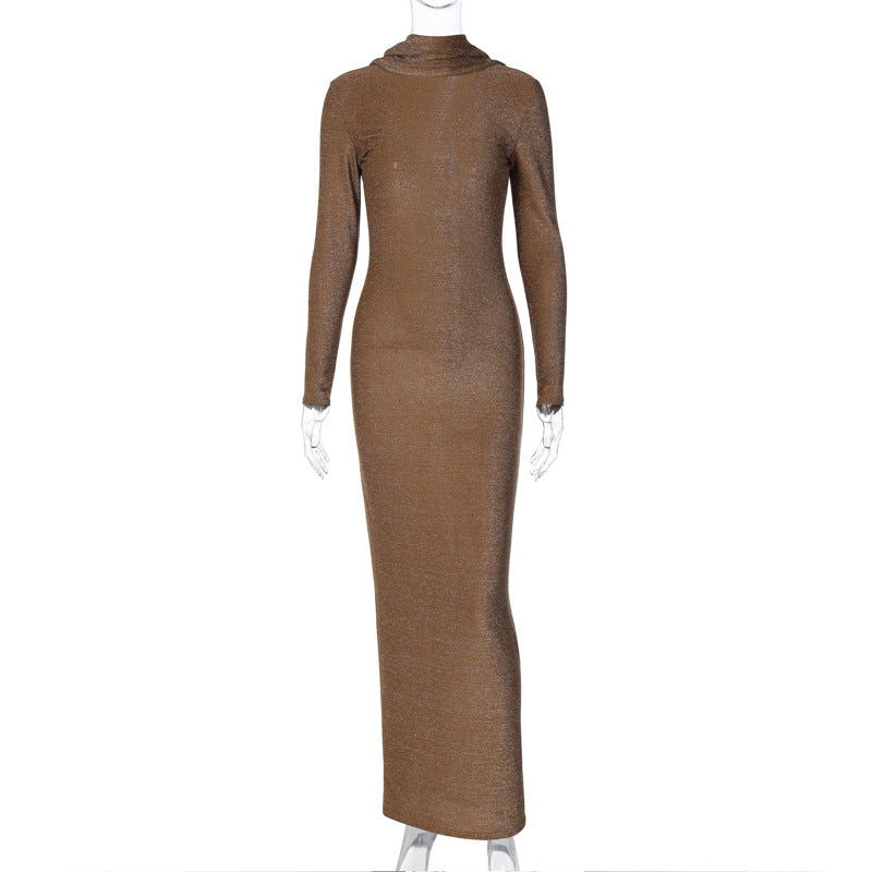 Women Long Sleeve Sexy Backless Maxi Dress 8