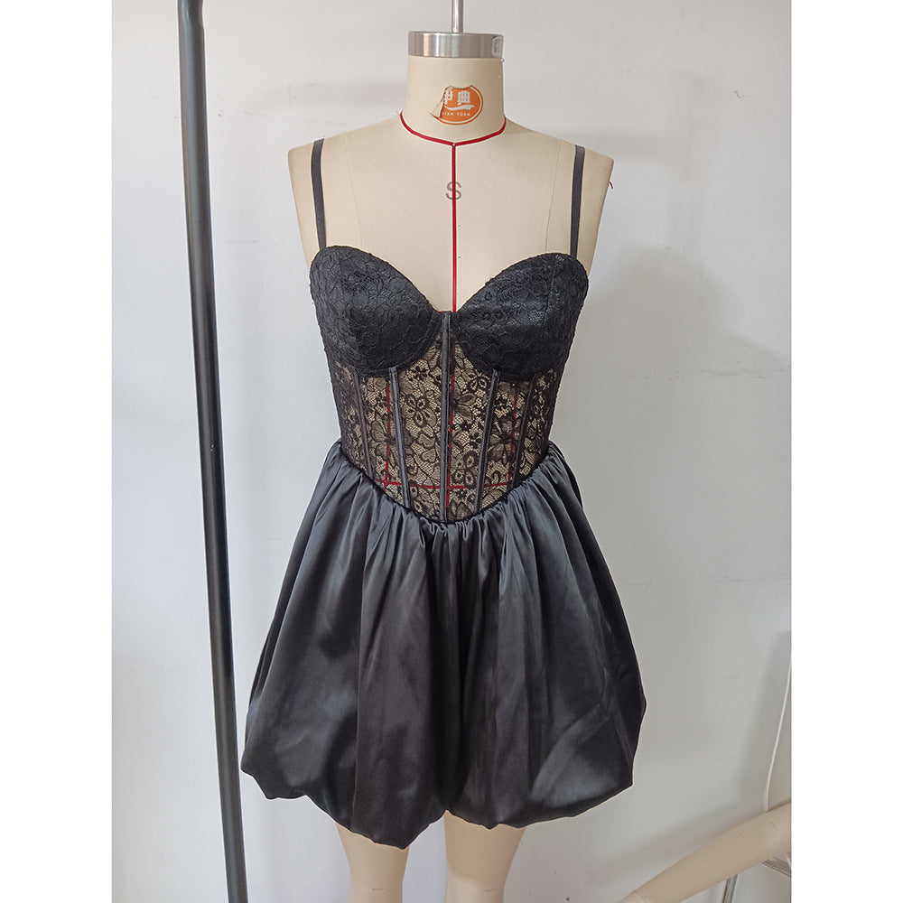 Women Spring Summer lace Party Suspender Tutu Dress 8