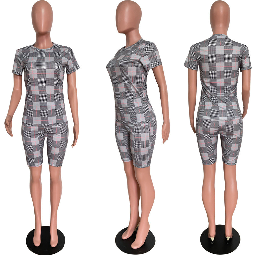 Summer Fashionable casual print T-shirt and shorts 2-piece set 7